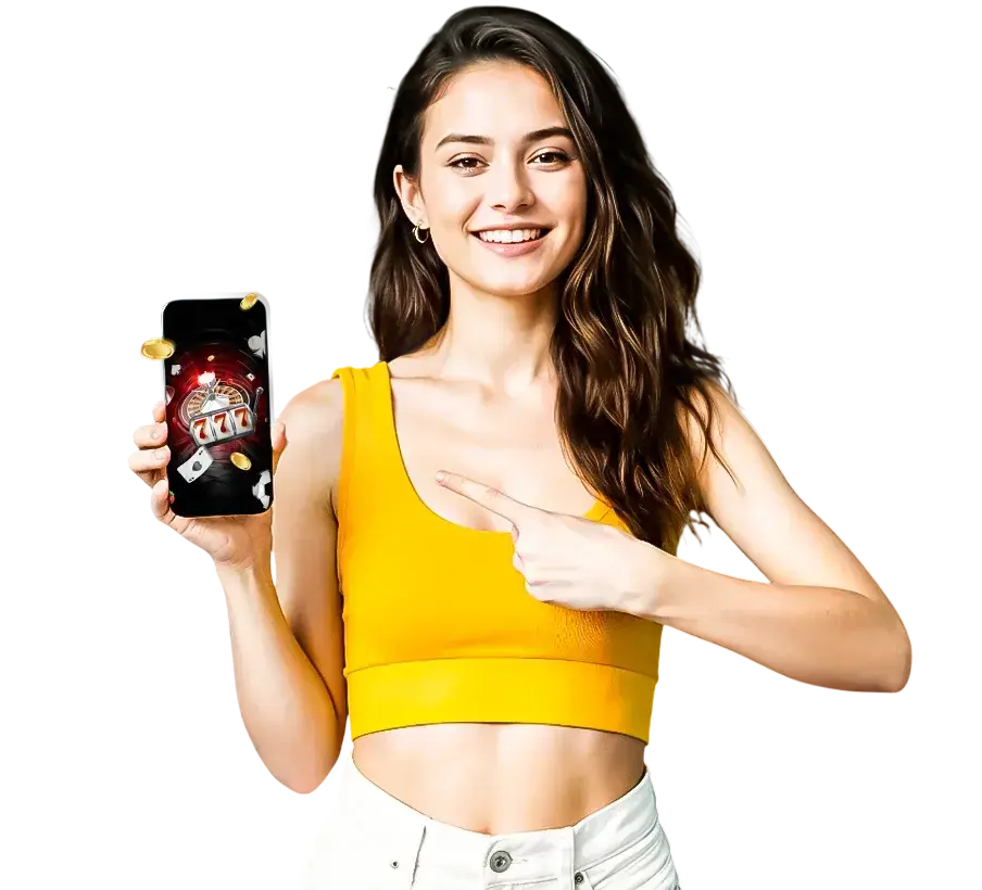 Happy InstaMatch 365 player holding a smartphone with the InstaMatch 365 app open, showing live cricket betting